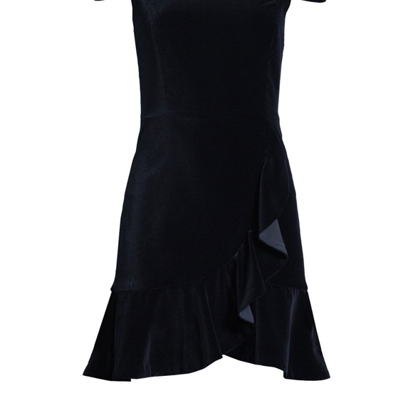 NWT Alice + Olivia Enid Ruffle-Front Fit Flare Velvet Dress - Picture 6 of 10